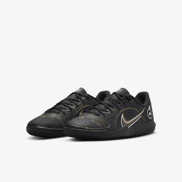 Nike Jr. Mercurial Vapor 14 Academy IC Older Indoor Court Lasten Jalkapallokengät Mustat Metal Hopea Harmaat Metal Kultaiset | NK725QRN