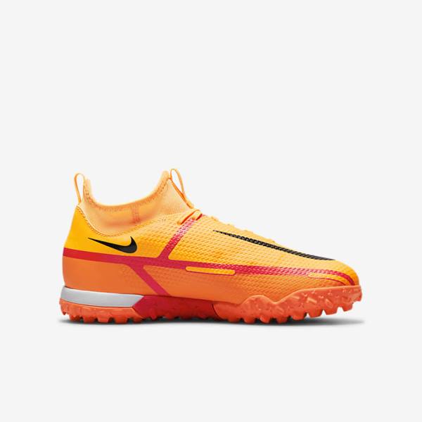 Nike Jr. Phantom GT2 Academy Dynamic Fit TF Older Turf Lasten Jalkapallokengät Oranssi Vaaleanpunainen Mustat | NK761SEV