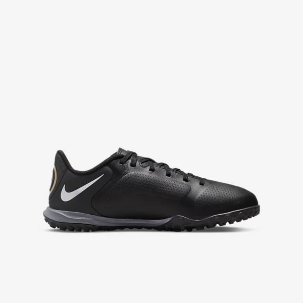 Nike Jr. Tiempo Legend 9 Academy TF Older Turf Lasten Jalkapallokengät Mustat Tummanharmaat Metal Kultaiset Mustat | NK719EQR