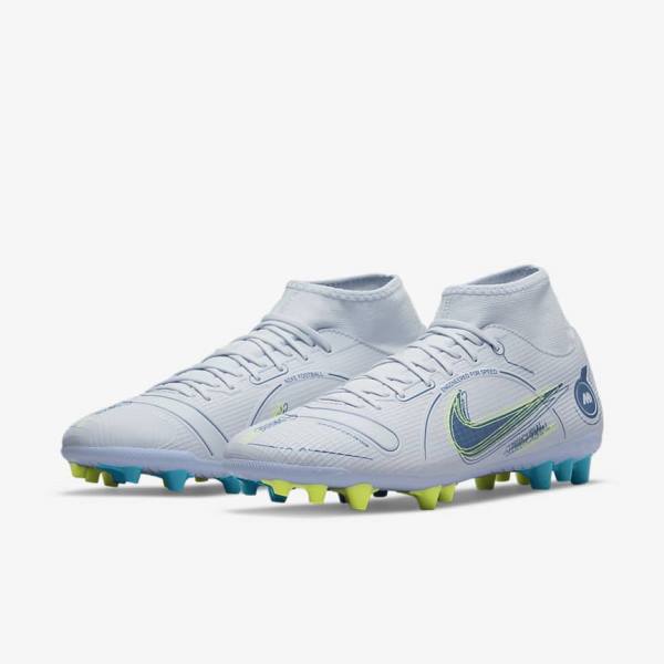 Nike Mercurial Superfly 8 Academy AG Artificial-Grass Naisten Jalkapallokengät Harmaat Vaaleansininen Tummansininen | NK637FHB