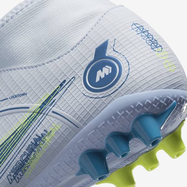 Nike Mercurial Superfly 8 Academy AG Artificial-Grass Naisten Jalkapallokengät Harmaat Vaaleansininen Tummansininen | NK637FHB