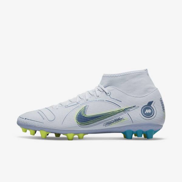 Nike Mercurial Superfly 8 Academy AG Artificial-Grass Naisten Jalkapallokengät Harmaat Vaaleansininen Tummansininen | NK637FHB