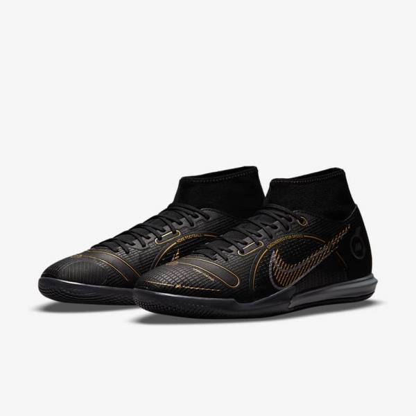 Nike Mercurial Superfly 8 Academy IC Indoor-Court Miesten Jalkapallokengät Mustat Metal Hopea Harmaat Metal Kultaiset | NK976QSD