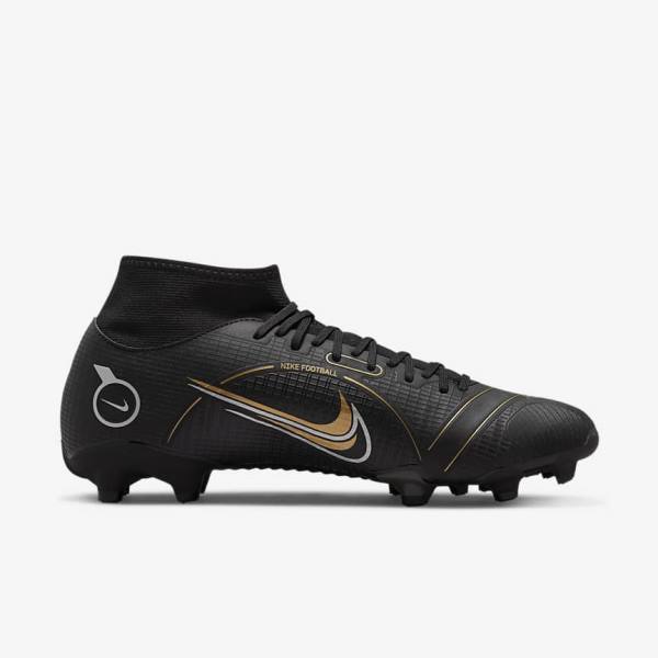 Nike Mercurial Superfly 8 Academy MG Multi-Grounds Naisten Jalkapallokengät Mustat Metal Hopea Harmaat Metal Kultaiset | NK165ZES