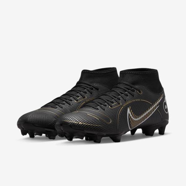 Nike Mercurial Superfly 8 Academy MG Multi-Grounds Naisten Jalkapallokengät Mustat Metal Hopea Harmaat Metal Kultaiset | NK165ZES