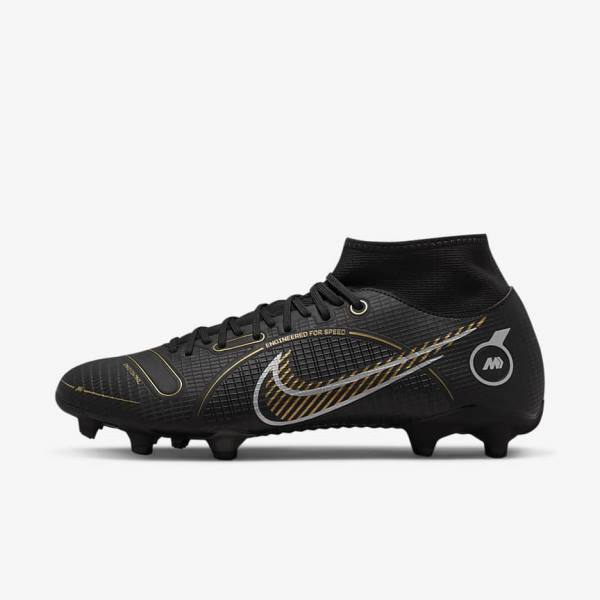 Nike Mercurial Superfly 8 Academy MG Multi-Grounds Naisten Jalkapallokengät Mustat Metal Hopea Harmaat Metal Kultaiset | NK165ZES