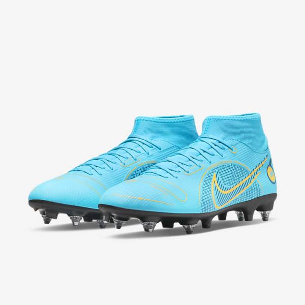 Nike Mercurial Superfly 8 Academy SG-PRO Anti-Clog Traction Soft-Grounds Miesten Jalkapallokengät Sininen Oranssi | NK497HXC