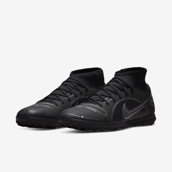 Nike Mercurial Superfly 8 Club TF Turf Naisten Jalkapallokengät Mustat Harmaat Metal Hopea | NK091TCN