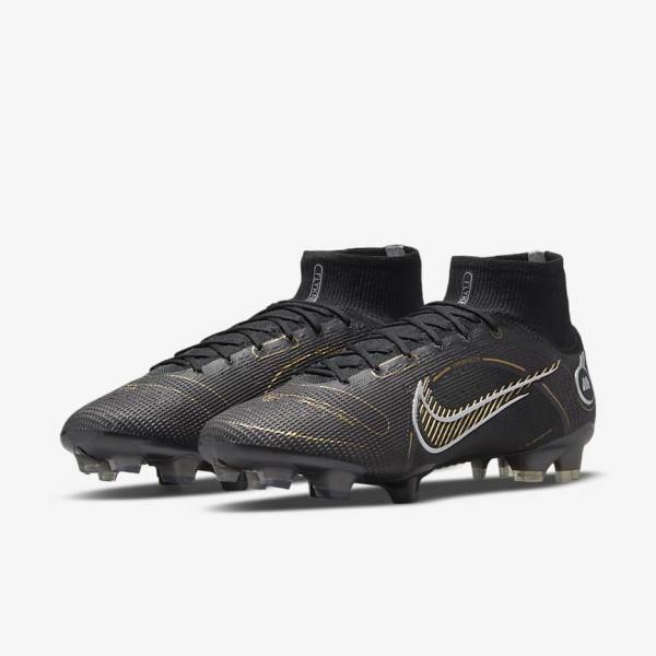 Nike Mercurial Superfly 8 Elite FG Firm-Grounds Naisten Jalkapallokengät Mustat Metal Hopea Harmaat Metal Kultaiset | NK093HSE