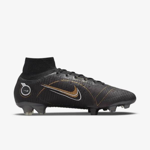 Nike Mercurial Superfly 8 Elite FG Firm-Grounds Miesten Jalkapallokengät Mustat Metal Hopea Harmaat Metal Kultaiset | NK392VER