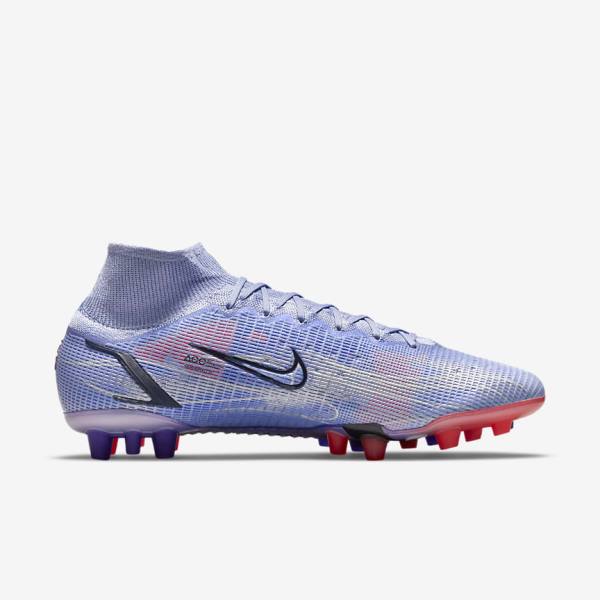 Nike Mercurial Superfly 8 Elite KM AG Artificial-Grass Miesten Jalkapallokengät Indigo Vaaleanpunainen Metal Hopea | NK031KFT