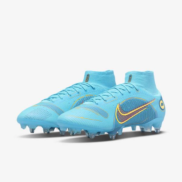 Nike Mercurial Superfly 8 Elite SG-PRO Anti-Clog Traction Soft-Ground Miesten Jalkapallokengät Sininen Oranssi | NK534KMI