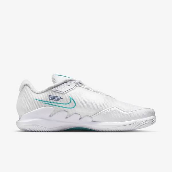 Nike NikeCourt Air Zoom Vapor Pro Clay Court Miesten Tenniskengät Valkoinen Vaaleanbeige Kuninkaallinen Sininen Sininen Turkoosi | NK816WNL