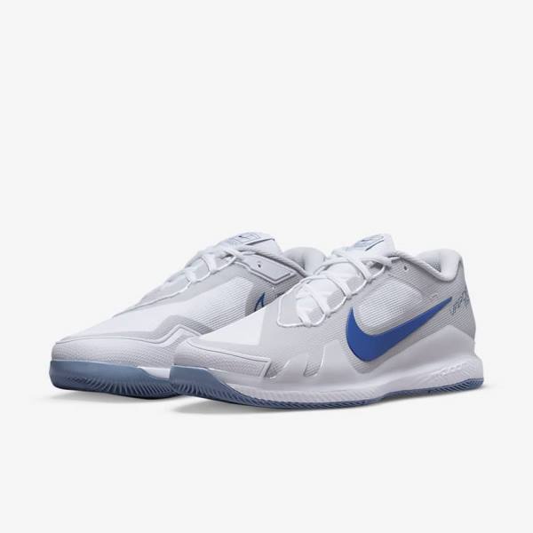 Nike NikeCourt Air Zoom Vapor Pro Hard-Court Miesten Tenniskengät Valkoinen Harmaat Laivastonsininen | NK312ZQN