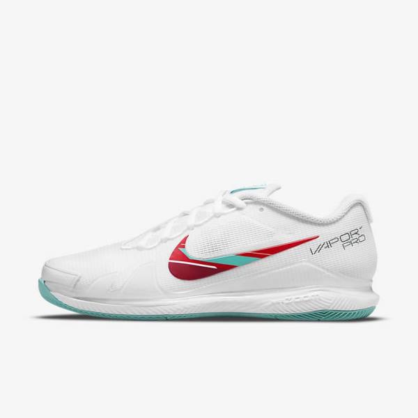 Nike NikeCourt Air Zoom Vapor Pro Hard-Court Naisten Tenniskengät Valkoinen Punainen Viininpunainen Turkoosi | NK510TFA