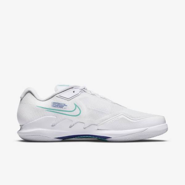 Nike NikeCourt Air Zoom Vapor Pro Hard-Court Miesten Tenniskengät Valkoinen Vaaleanbeige Kuninkaallinen Sininen Sininen Turkoosi | NK546HNA