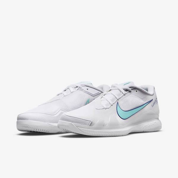 Nike NikeCourt Air Zoom Vapor Pro Hard-Court Miesten Tenniskengät Valkoinen Vaaleanbeige Kuninkaallinen Sininen Sininen Turkoosi | NK546HNA