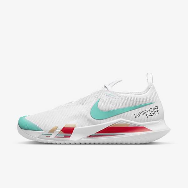 Nike NikeCourt React Vapor NXT Hard-Court Miesten Tenniskengät Valkoinen Punainen Viininpunainen Turkoosi | NK108JYH