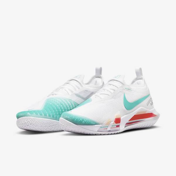 Nike NikeCourt React Vapor NXT Hard Court Naisten Tenniskengät Valkoinen Punainen Viininpunainen Turkoosi | NK296NEF