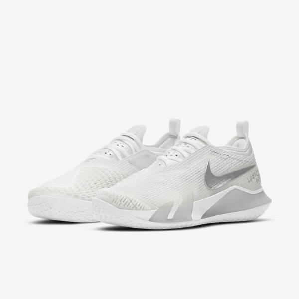 Nike NikeCourt React Vapor NXT Hard Court Naisten Tenniskengät Valkoinen Harmaat Metal Hopea | NK764KNG