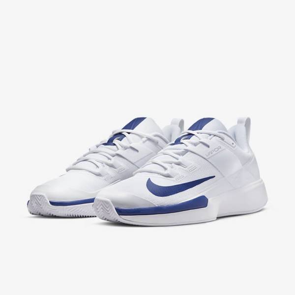 Nike NikeCourt Vapor Lite Clay Court Miesten Tenniskengät Valkoinen Kuninkaallinen Sininen Sininen | NK715SOL