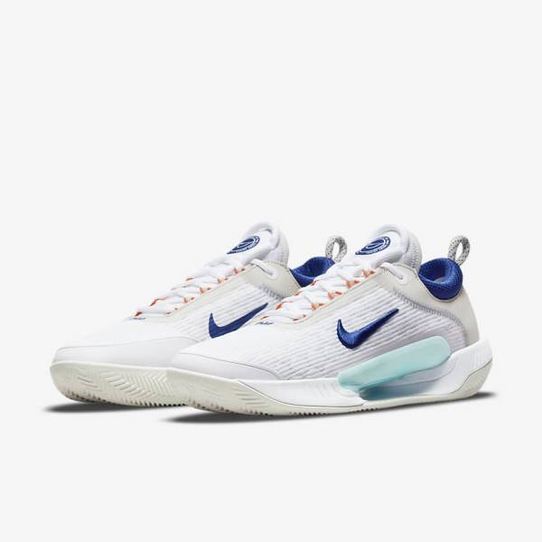 Nike NikeCourt Zoom NXT Clay Court Miesten Tenniskengät Valkoinen Vaaleanbeige Turkoosi Kuninkaallinen Sininen Sininen | NK923KUV