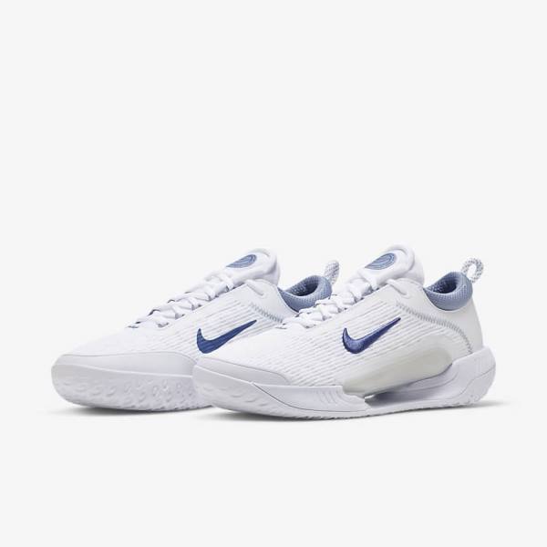 Nike NikeCourt Zoom NXT Hard Court Miesten Tenniskengät Valkoinen Harmaat Laivastonsininen | NK381KDH