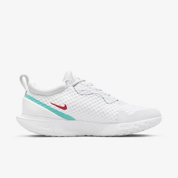 Nike NikeCourt Zoom Pro Hard Court Miesten Tenniskengät Valkoinen Punainen Viininpunainen Turkoosi | NK783XQO