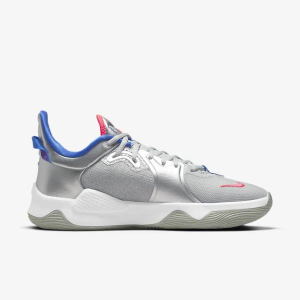 Nike PG 5 Miesten Koripallokengät Metal Hopea Kuninkaallinen Sininen Punainen | NK836IQB