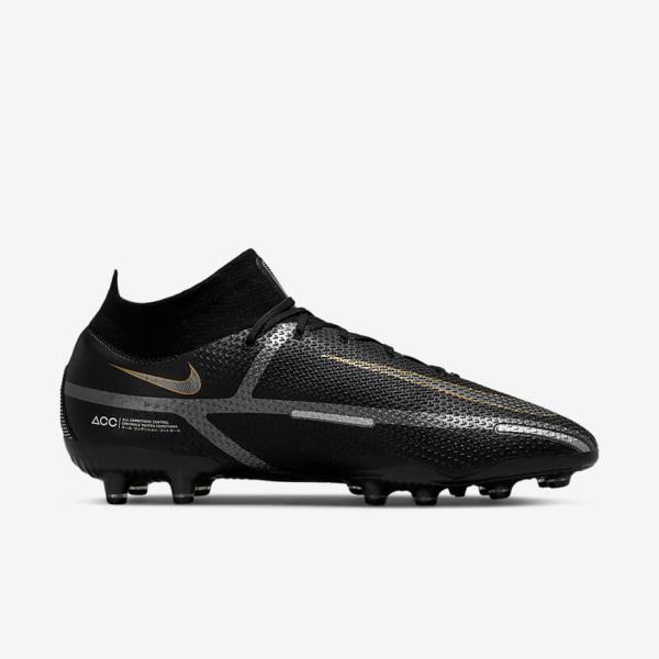 Nike Phantom GT2 Dynamic Fit Elite AG-Pro Artificial-Grass Miesten Jalkapallokengät Mustat Metal Kultaiset Metal Hopea Metal Tummanharmaat | NK308GTL