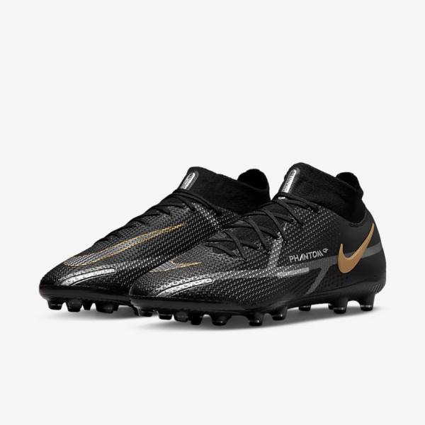 Nike Phantom GT2 Dynamic Fit Elite AG-Pro Artificial-Grass Miesten Jalkapallokengät Mustat Metal Kultaiset Metal Hopea Metal Tummanharmaat | NK308GTL