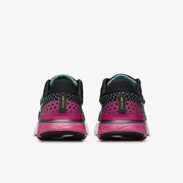 Nike React Infinity Run Flyknit 3 Maantie Naisten Juoksukengät Mustat Pinkki Turkoosi Turkoosi | NK358OMV