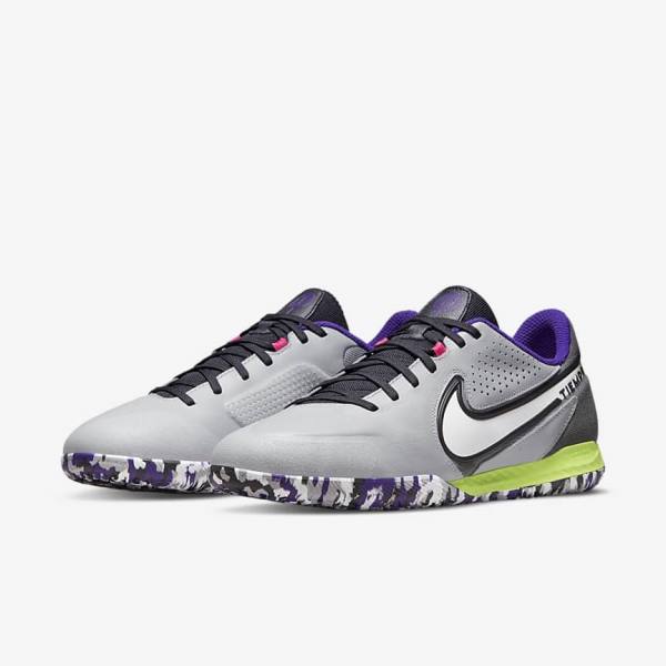 Nike React Tiempo Legend 9 Pro IC Indoor-Court Miesten Jalkapallokengät Vaaleanharmaat Valkoinen | NK385ZVO