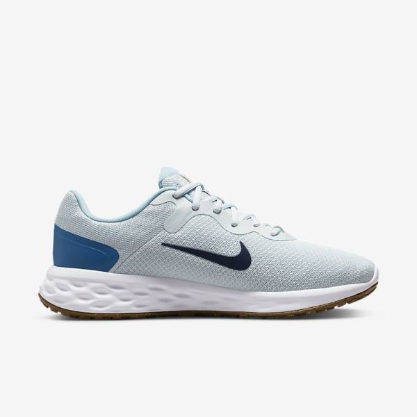 Nike Revolution 6 (Extra Leveät) Miesten Juoksukengät Platina Tummansininen Sininen | NK516TPQ