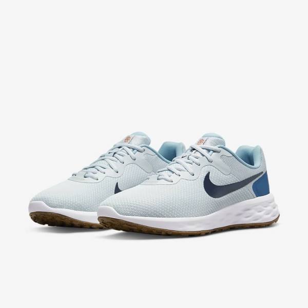 Nike Revolution 6 (Extra Leveät) Miesten Juoksukengät Platina Tummansininen Sininen | NK516TPQ