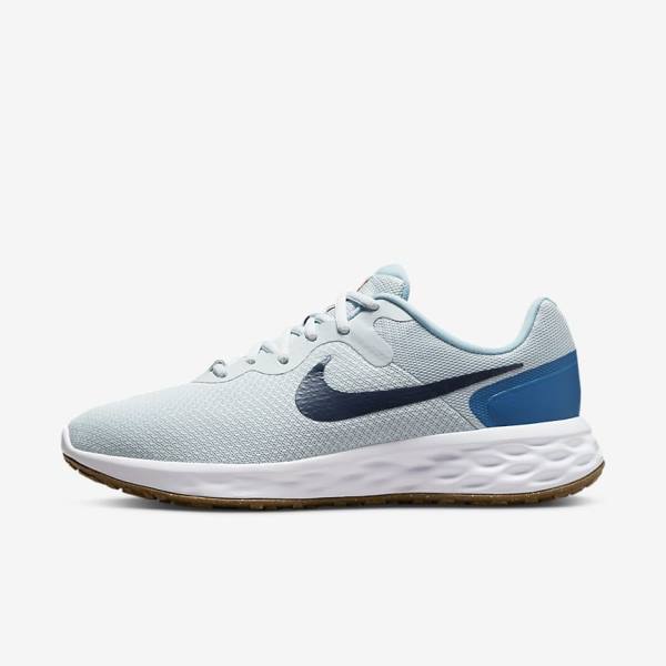 Nike Revolution 6 (Extra Leveät) Miesten Juoksukengät Platina Tummansininen Sininen | NK516TPQ