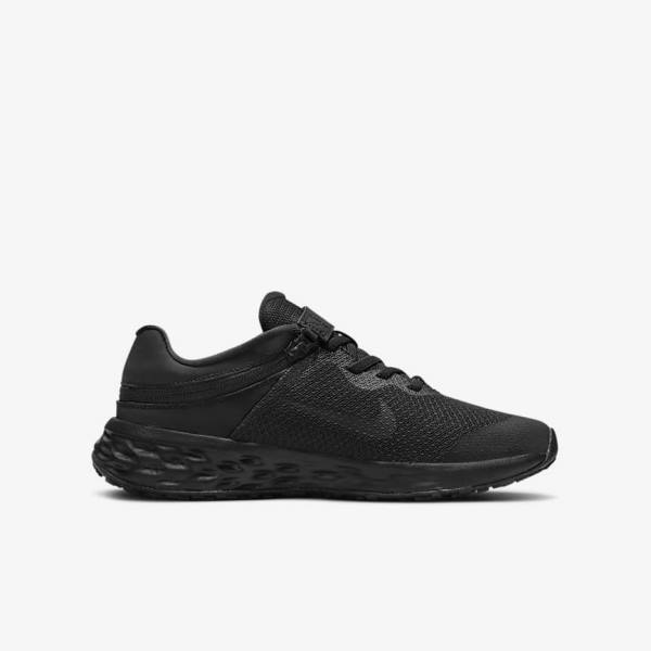 Nike Revolution 6 FlyEase Older Easy On-Off Maantie Lasten Juoksukengät Mustat Tummanharmaat | NK431OQS