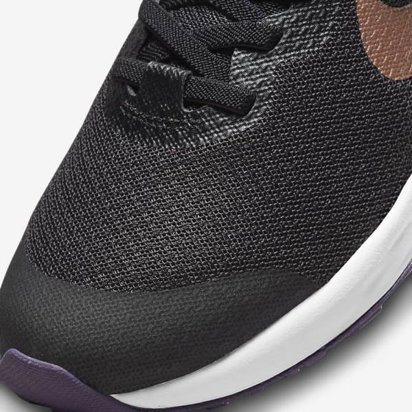 Nike Revolution 6 FlyEase Older Easy On-Off Maantie Lasten Juoksukengät Mustat Minttu Violetit Metal Punainen Ruskea | NK654RZA