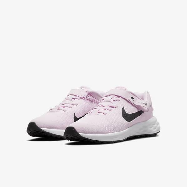 Nike Revolution 6 FlyEase Older Easy On-Off Maantie Lasten Juoksukengät Pinkki Mustat | NK783QCF