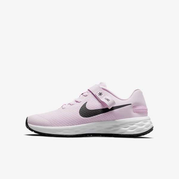 Nike Revolution 6 FlyEase Older Easy On-Off Maantie Lasten Juoksukengät Pinkki Mustat | NK783QCF