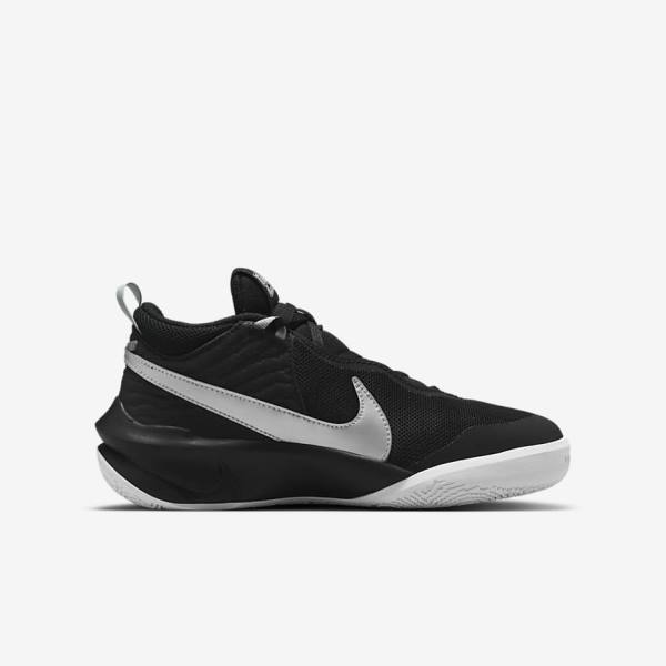 Nike Team Hustle D 10 Older Lasten Koripallokengät Mustat Valkoinen Metal Hopea | NK561TQJ