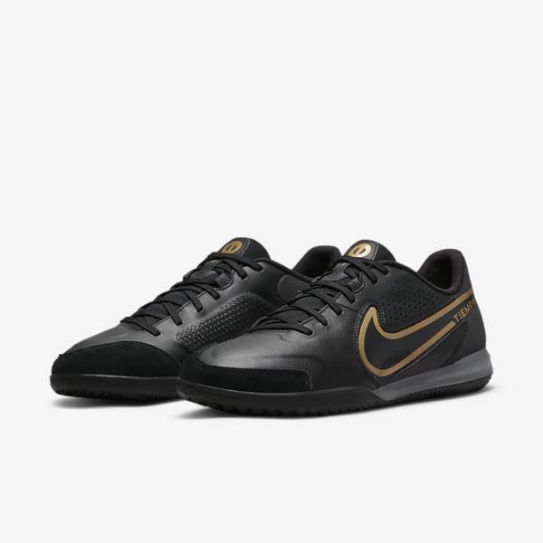 Nike Tiempo Legend 9 Academy IC Indoor-Court Naisten Jalkapallokengät Mustat Tummanharmaat Metal Kultaiset Mustat | NK042RXB