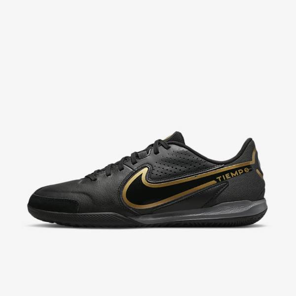 Nike Tiempo Legend 9 Academy IC Indoor-Court Miesten Jalkapallokengät Mustat Tummanharmaat Metal Kultaiset Mustat | NK234QRM