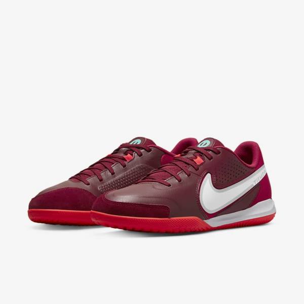 Nike Tiempo Legend 9 Academy IC Indoor-Court Naisten Jalkapallokengät Punainen Vaaleanpunainen Valkoinen | NK760FDE