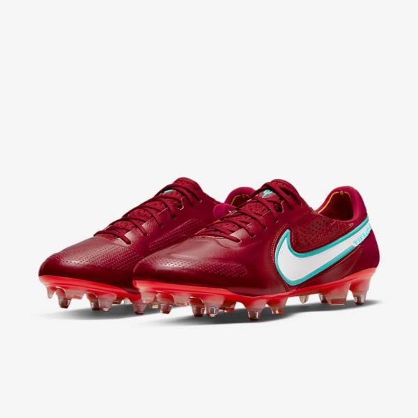 Nike Tiempo Legend 9 Elite SG-Pro AC Soft-Ground Naisten Jalkapallokengät Punainen Vaaleanpunainen Valkoinen | NK106ZSX