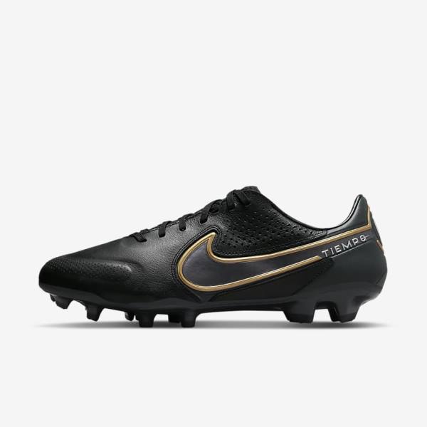 Nike Tiempo Legend 9 Pro FG Firm-Ground Miesten Jalkapallokengät Mustat Tummanharmaat Metal Kultaiset Metal Tummanharmaat | NK820ZTJ