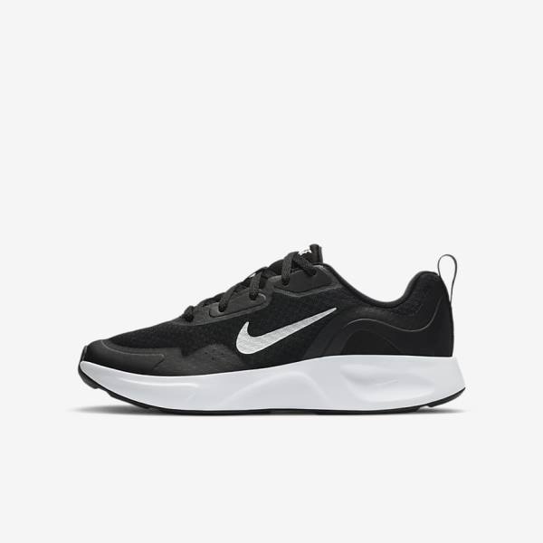 Nike WearAllDay Older Lasten Tennarit Mustat Valkoinen | NK479SCO