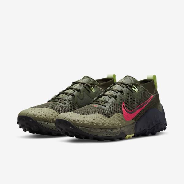 Nike Wildhorse 7 Trail Miesten Juoksukengät Khaki Oliivinvihreä Obsidian Punainen | NK930DVA