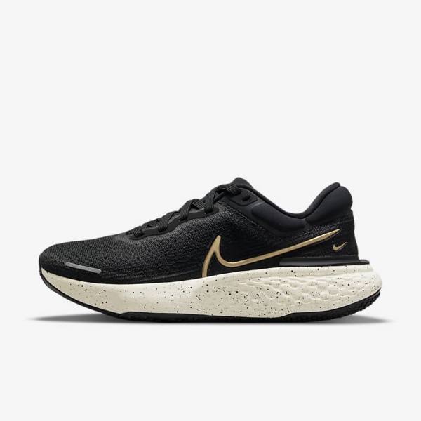 Nike ZoomX Invincible Run Flyknit Maantie Naisten Juoksukengät Mustat Metal Kultaiset | NK506ULE