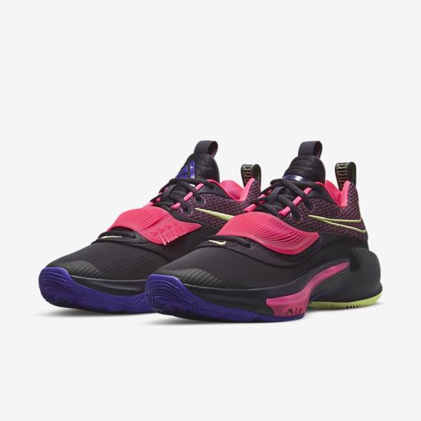 Nike Zoom Freak 3 Miesten Koripallokengät Violetit Pinkki Violetit Vaaleansitruuna | NK679EZU